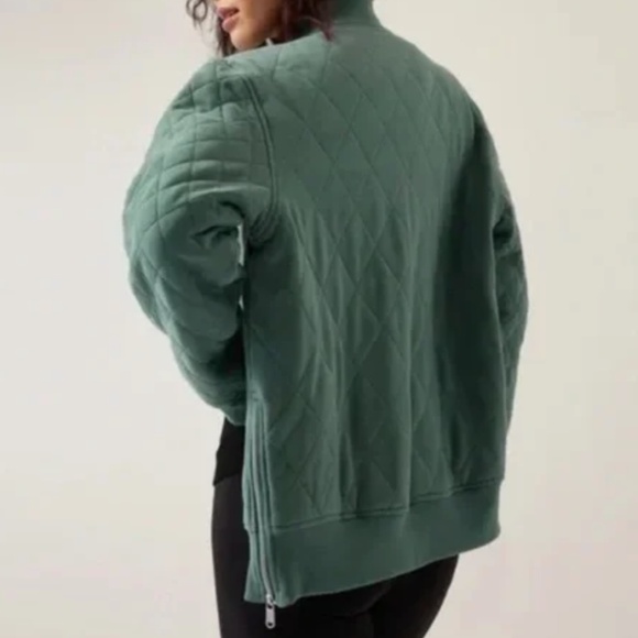 Athleta | Retroplush Bomber Jacket Deep Ocean Teal Small ***NEW*** - Picture 10 of 11